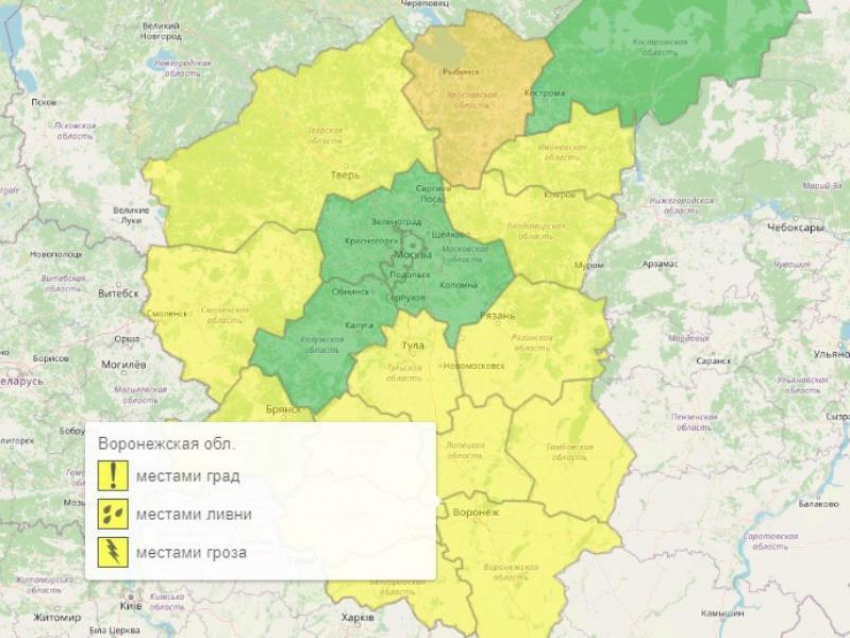 Желтый уровень опасности объявили из-за погоды в Воронежской области